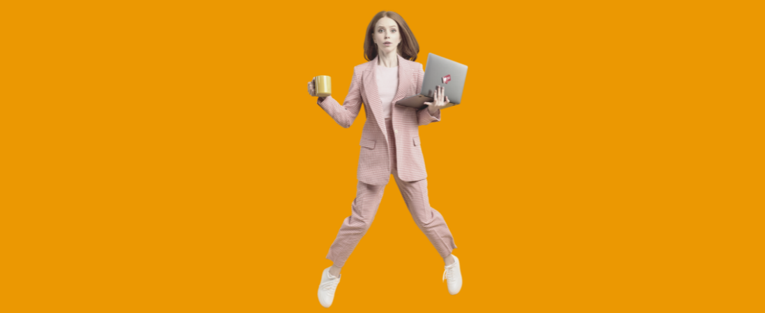 Woman Holding Laptop Amplifying Leadership Style And Expressing Individuality